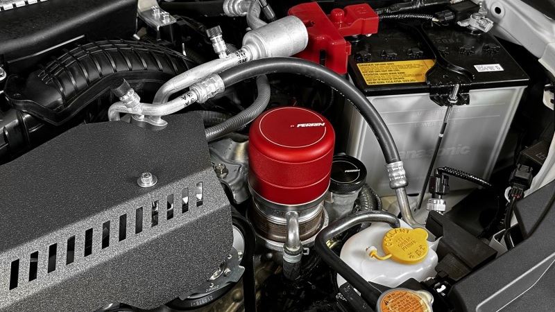 Subaru WRX Oil Filter Cover - Perrin Performance - Red - `15-`25